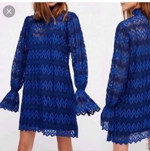 NWT Free People Simone Blue Lace Dress size M